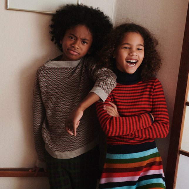 Merino Wool Herringbone Sweater - Oat Melange