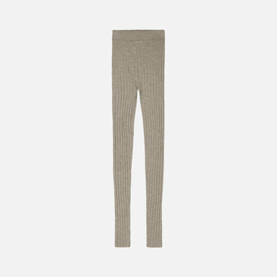 Women's Merino Wool Pointelle Leggings - Oat Melange