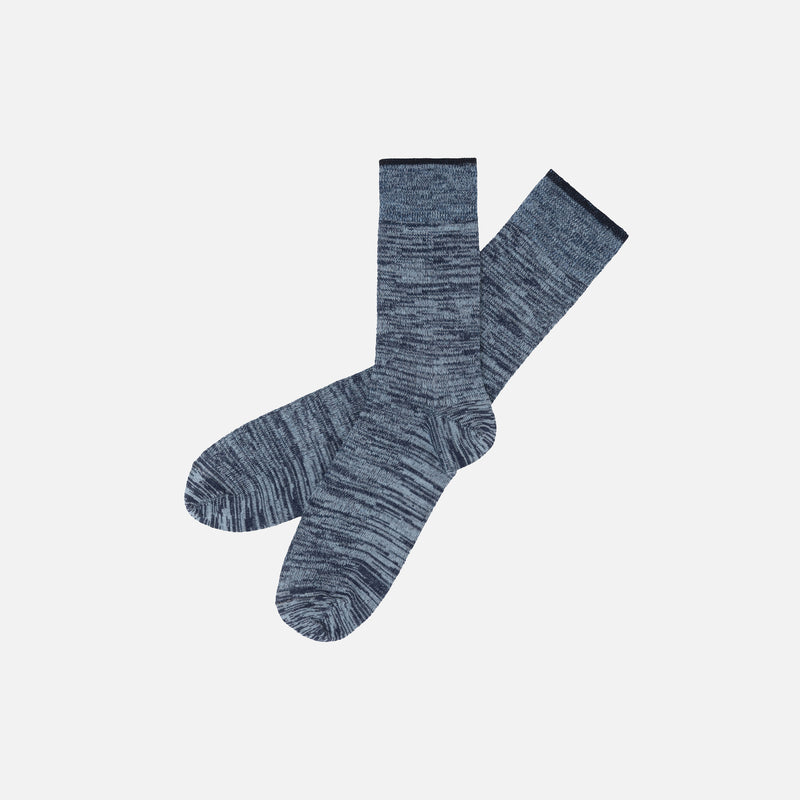 Women's Merino Wool Fine Socks - Aqua/Navy Melange - Set of 2 Pairs