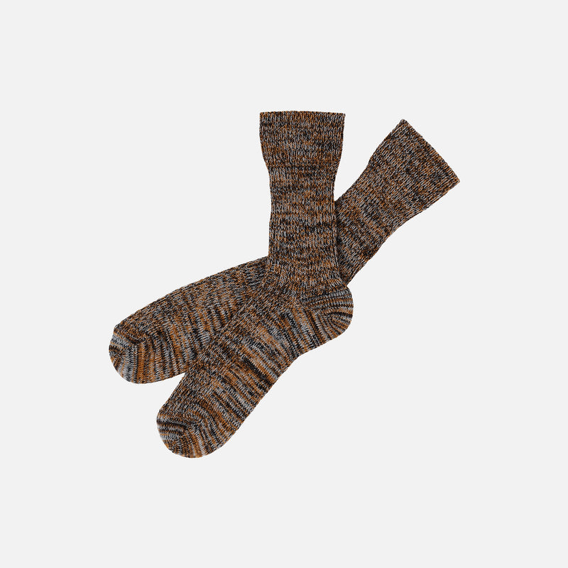 Women's Thick Merino Wool Socks - Burnt Amber Melange - Set of 2 Pairs