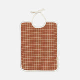 Cotton Feeding Bib - Grid/Cinnamon