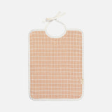 Cotton Feeding Bib - Grid/Dusty Rose