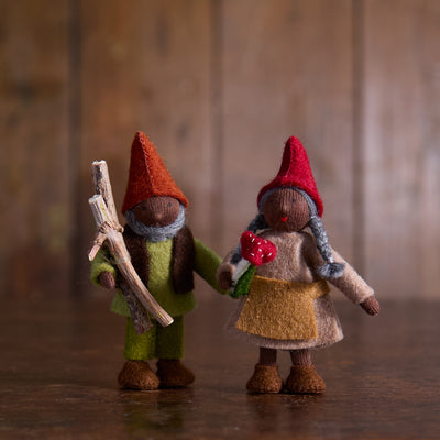 Handmade Wool Autumn Gnome Grandfather - Black