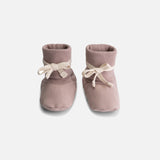 Baby Cotton Tie Booties - Berry