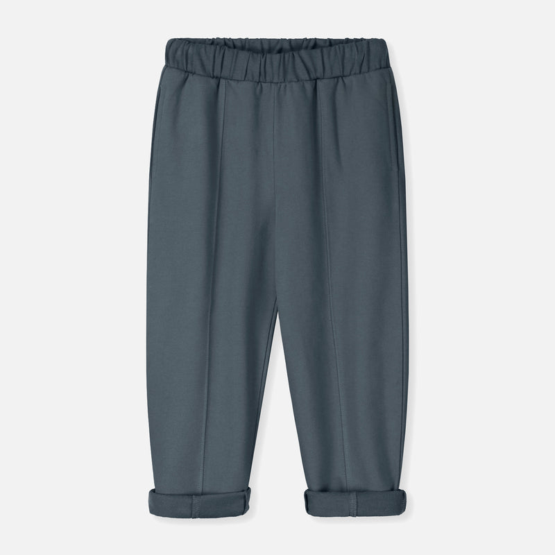 Cotton Barrel Leg Joggers - Blue Grey