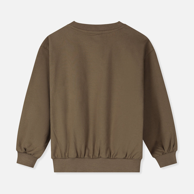 Cotton Drop Shoulder Sweater - Woody