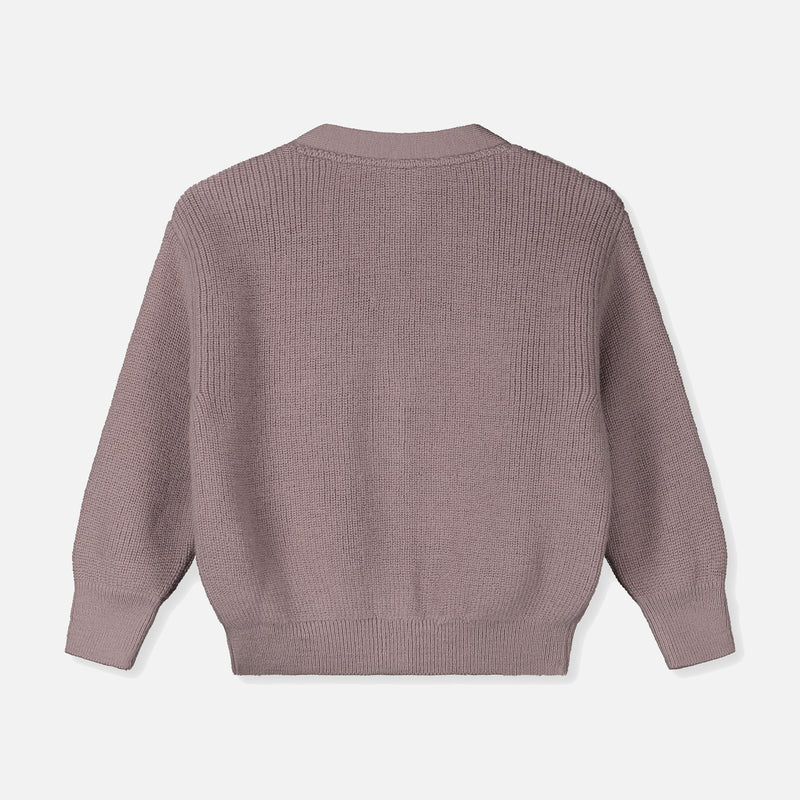 Wool Rib Cardigan - Berry