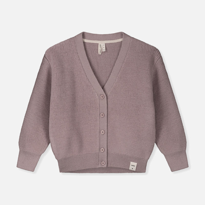 Wool Rib Cardigan - Berry