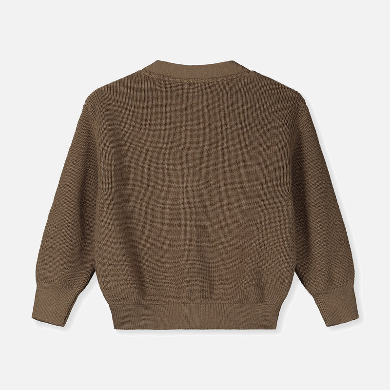 Wool Rib Cardigan - Woody