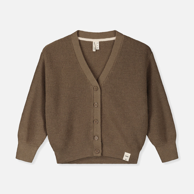 Wool Rib Cardigan - Woody