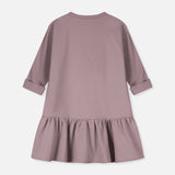 Cotton LS Frill Dress - Berry