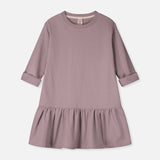 Cotton LS Frill Dress - Berry