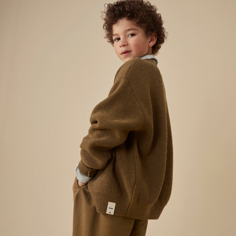 Wool Rib Cardigan - Woody