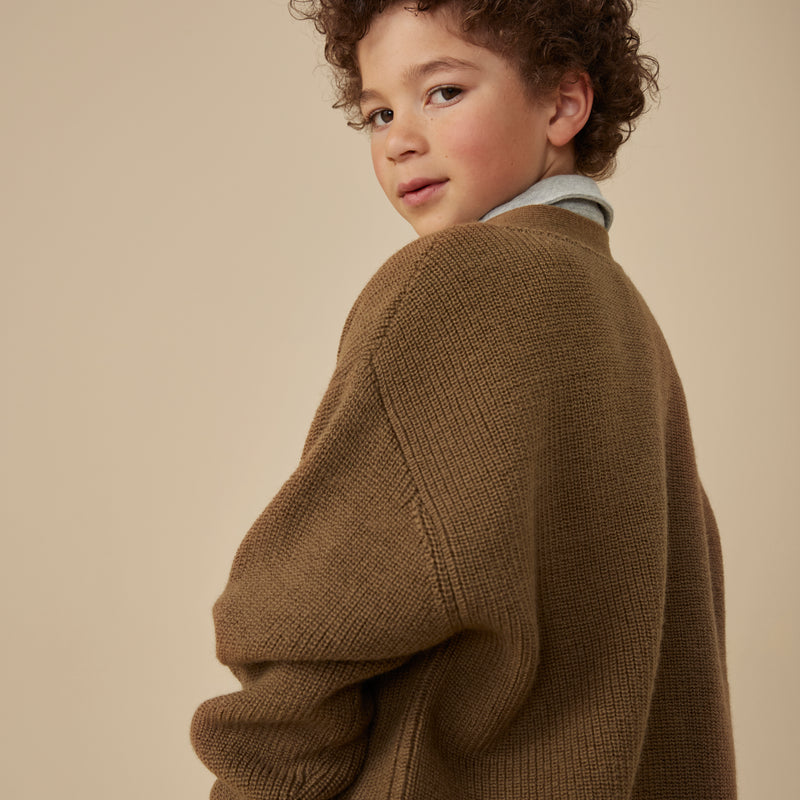 Wool Rib Cardigan - Woody