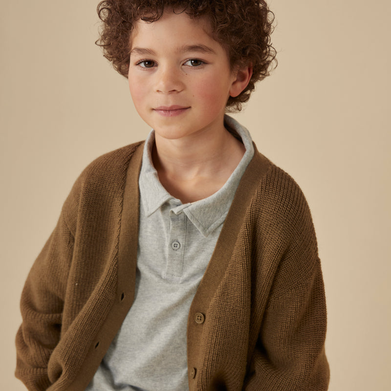 Wool Rib Cardigan - Woody
