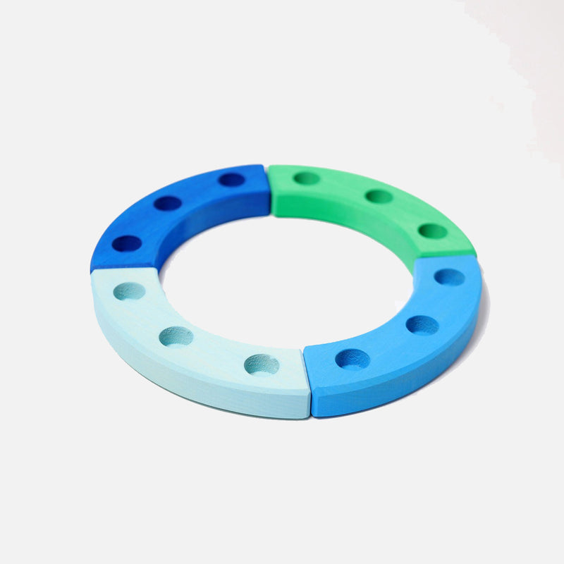 Wooden Small Celebration Ring - Blue/Green
