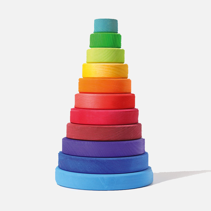 Wooden Conical Stacking Tower - Rainbow