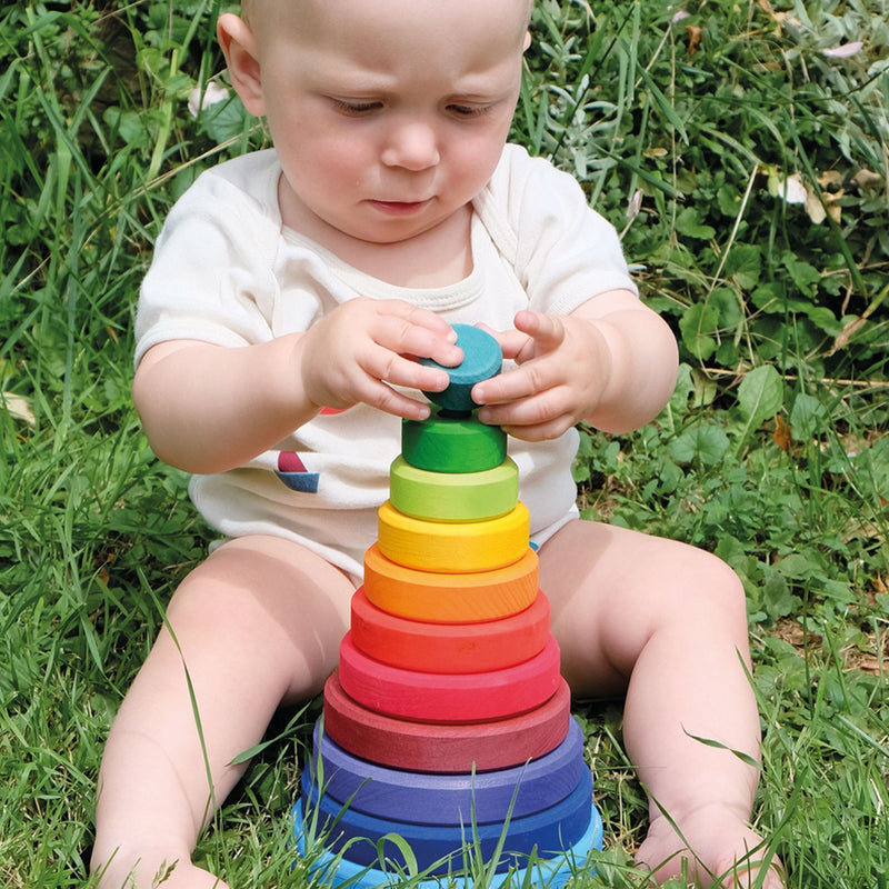 Wooden Conical Stacking Tower - Rainbow