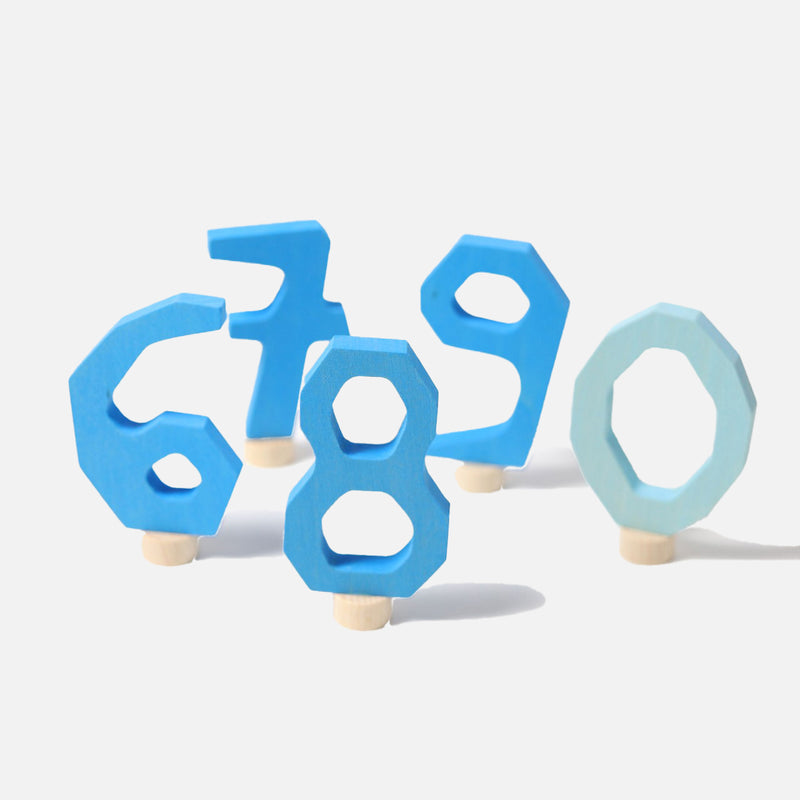 Wooden Numbers 6 to 9 & 0 For Celebration Rings — Blue