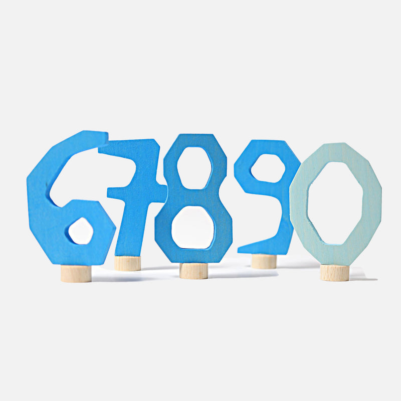 Wooden Numbers 6 to 9 & 0 For Celebration Rings — Blue