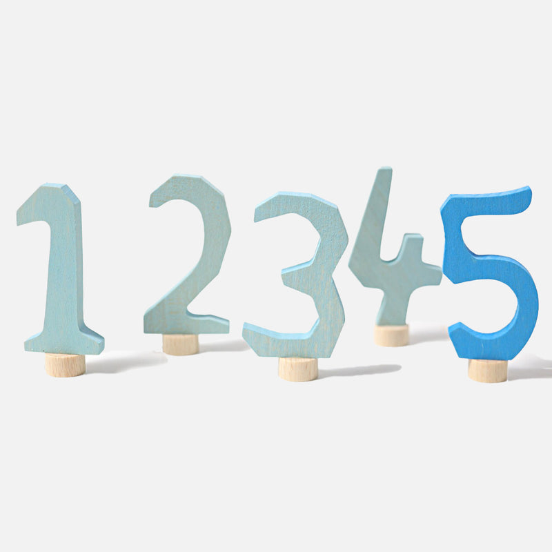 Wooden Numbers 1 to 5 For Celebration Rings — Blue