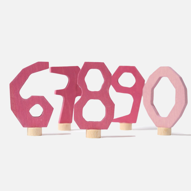 Wooden Numbers 6 to 9 & 0 For Celebration Rings — Pink