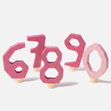 Wooden Numbers 6 to 9 & 0 For Celebration Rings — Pink
