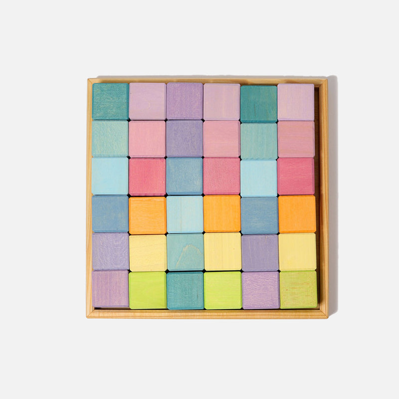 Wooden Mosaic Cube Set - Pastel