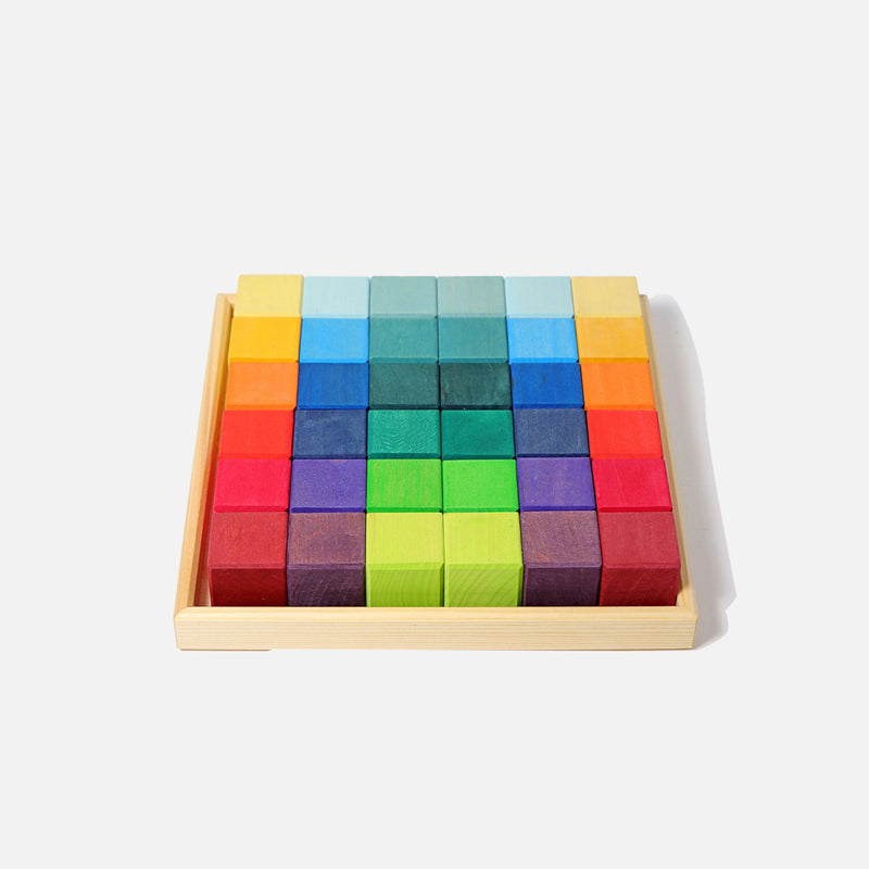 Wooden Mosaic Cube Set - Rainbow