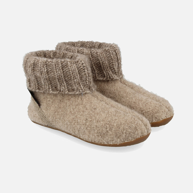 Boiled Wool Karlo Slipper Boot - Beige Melange