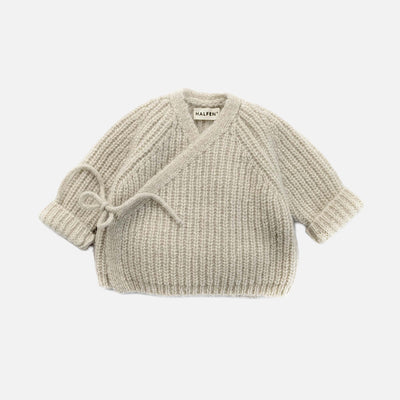 Baby Merino Wool/Alpaca/Silk Wrap Cardigan - Beige