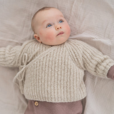 Baby Merino Wool/Alpaca/Silk Wrap Cardigan - Beige