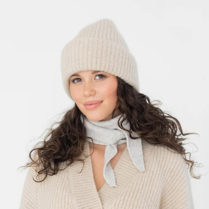 Women's Merino Wool/Alpaca/Silk Beanie - Beige