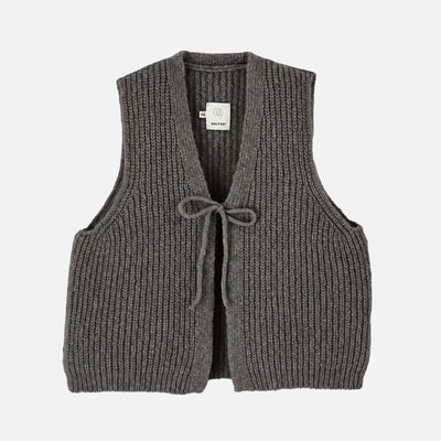 Women's Merino Wool/Alpaca/Silk Tie Vest - Mokka