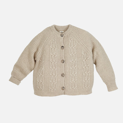 Women's Merino Wool/Alpaca/Silk Cable Cardigan - Beige