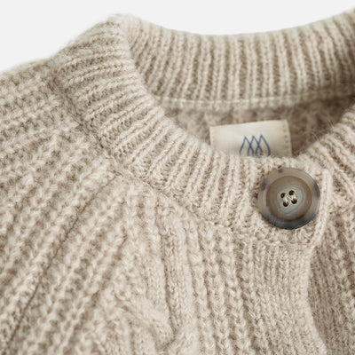 Women's Merino Wool/Alpaca/Silk Cable Cardigan - Beige