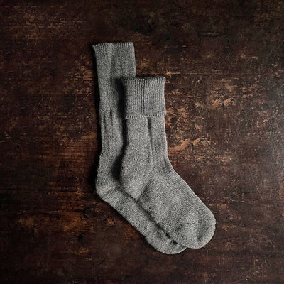 Adults Wool Rib Sock with Reinforced Sole - Grey Melange