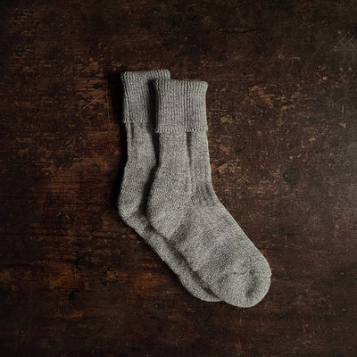 Adults Wool Rib Sock with Reinforced Sole - Grey Melange