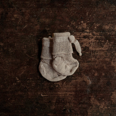 Baby Wool Newborn Socks - Walnut Melange