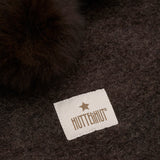 Baby & Kids Wool Felt Pom Pom Balaclava - Dark Brown Melange