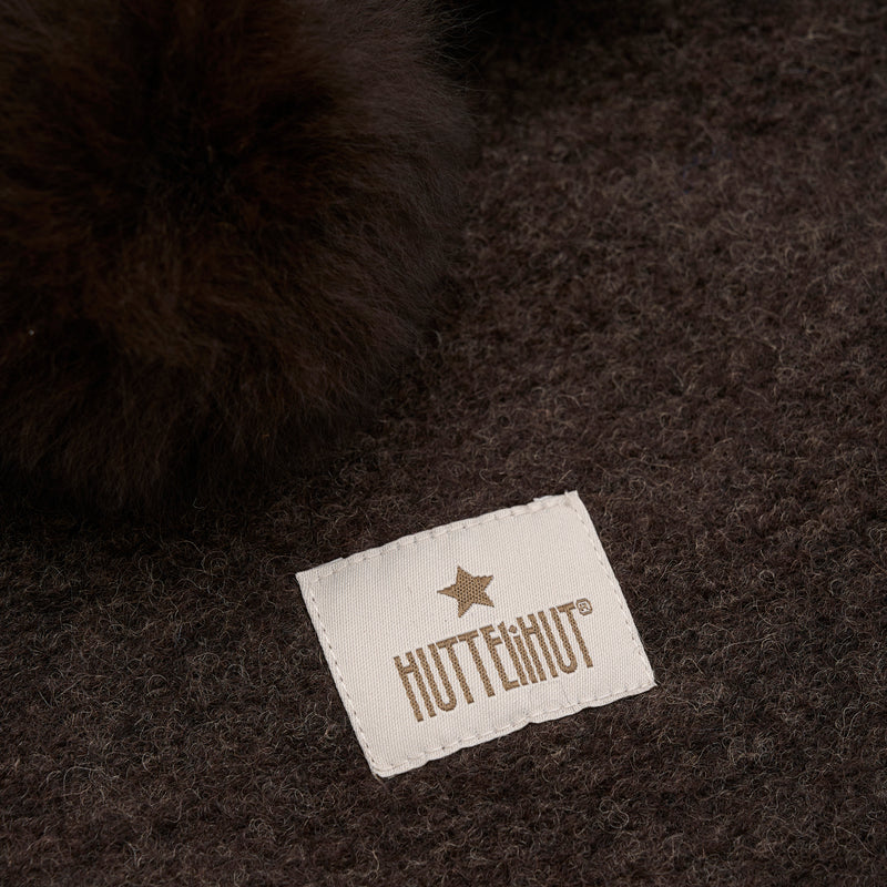 Baby & Kids Wool Felt Pom Pom Balaclava - Dark Brown Melange