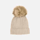Merino Wool & Alpaca Pom Pom Hat - Sand melange