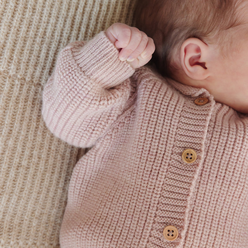 Baby Merino Wool Inga Cardigan - Powder