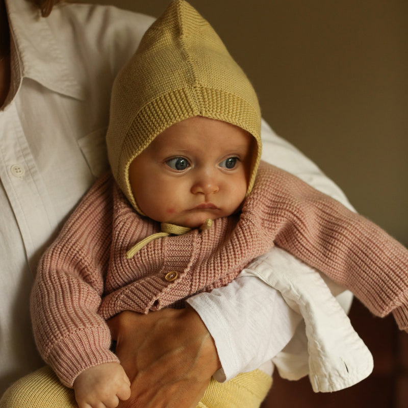 Baby Merino Wool Inga Cardigan - Powder
