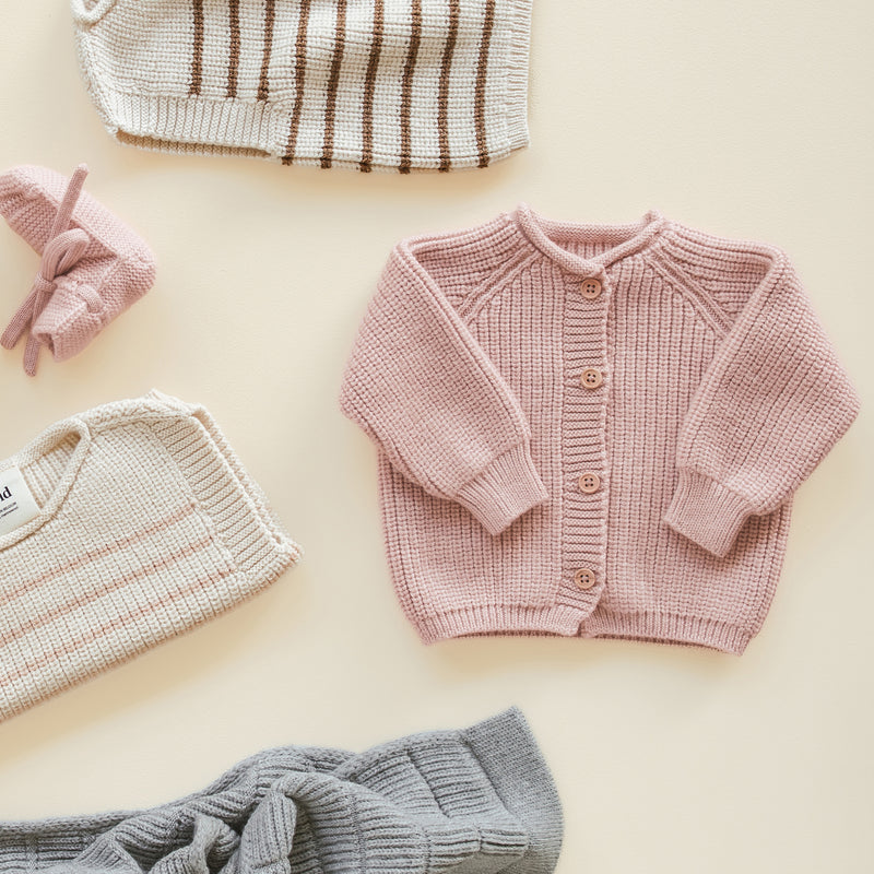 Baby Merino Wool Inga Cardigan - Powder