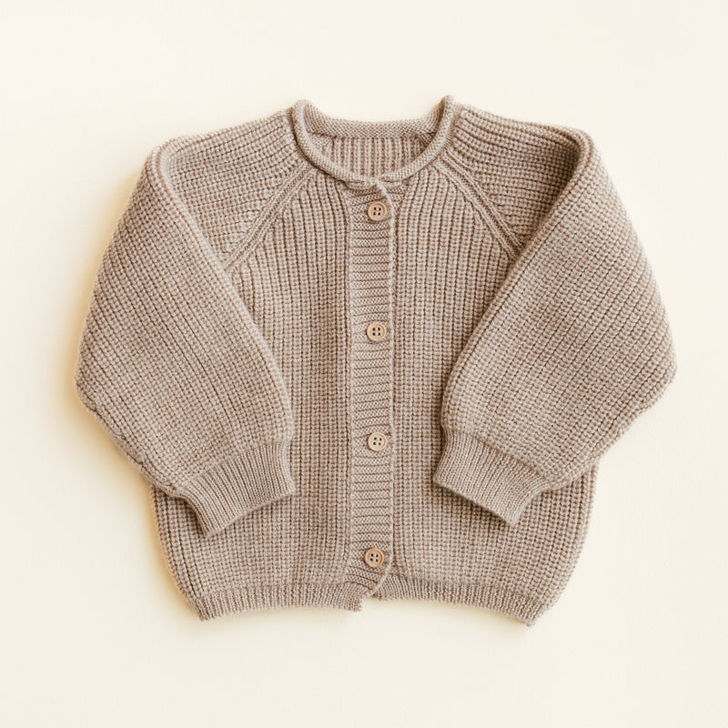Baby Merino Wool Inga Cardigan - Sand