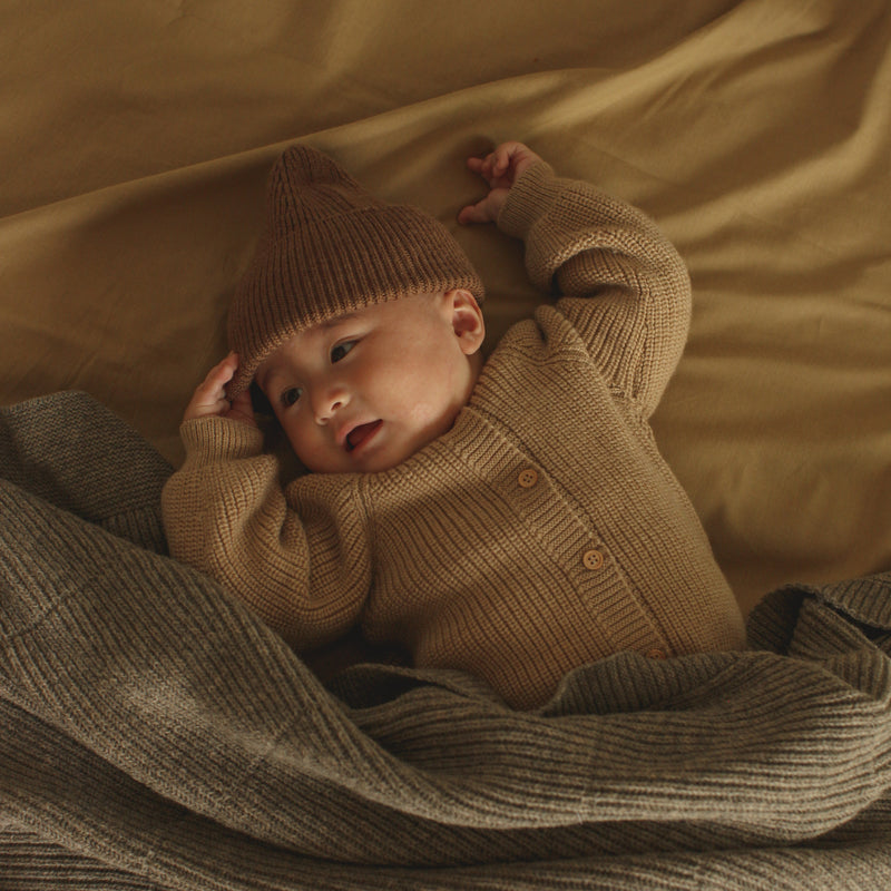 Baby Merino Wool Inga Cardigan - Sand