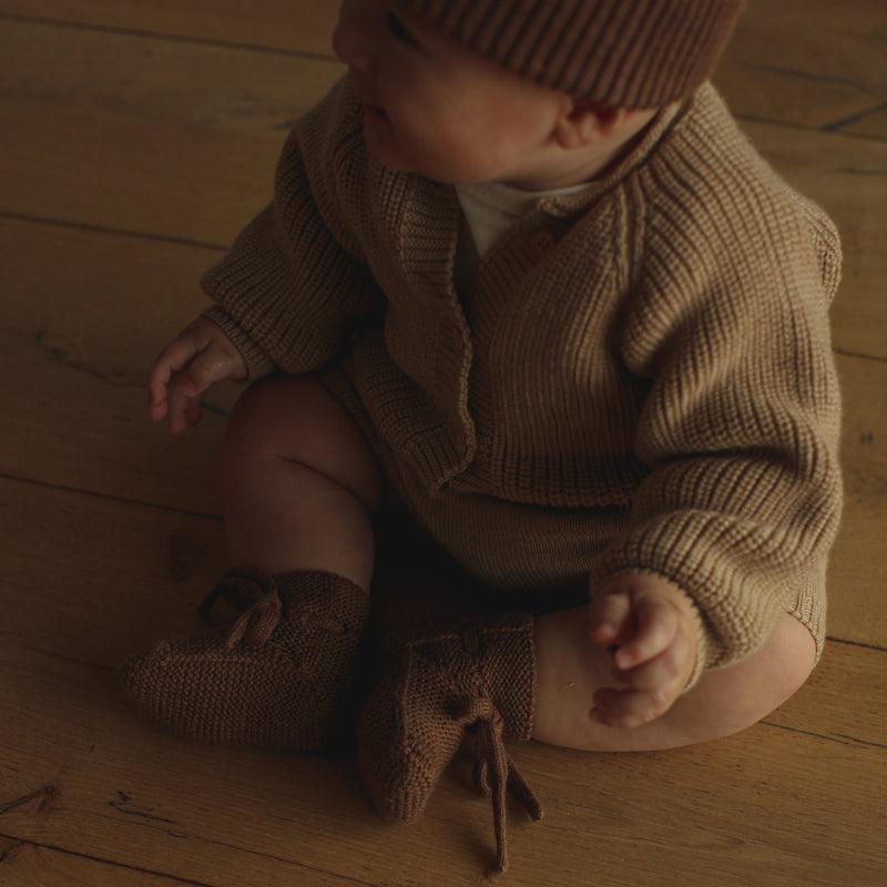 Baby Merino Wool Inga Cardigan - Sand