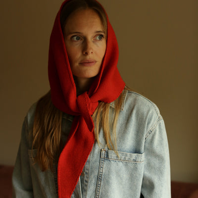 Adult's/Bigger Kids Merino Wool Josephina Scarf - Red