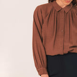 Women's Cotton Crepe Raglan Shirt - Tabaco